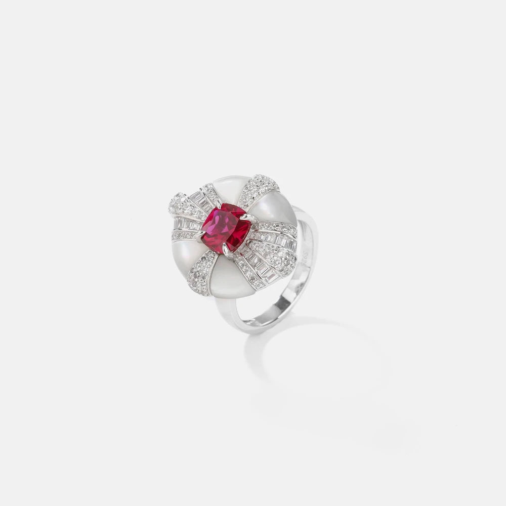 MuShan Jewelry Factory S925 Sterling Silver Ring Electroplated White Gold HighCarbon Diamond Ring Unique and HighEnd Female Ring