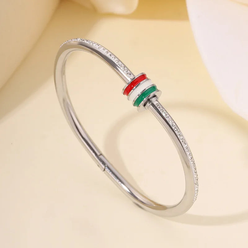 REBEL Stainless Inoxydable Stainless Steel 18K Gold Plated Roman Women Fashion Jewelry Bracelets Bangles
