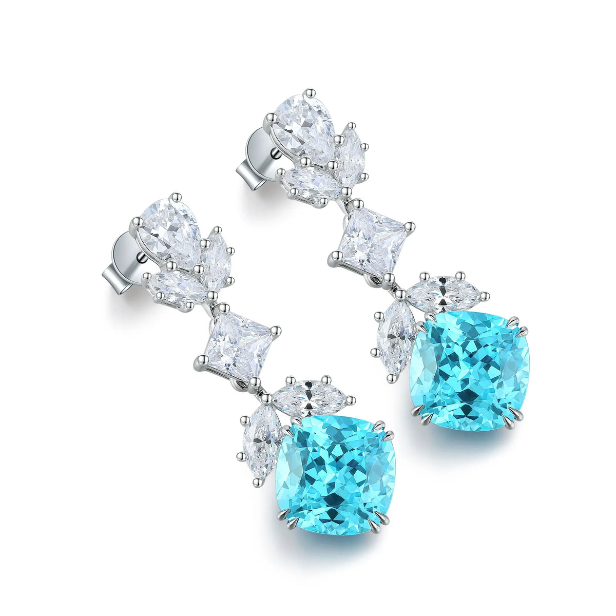 Gemfiori Anster High Quality S925 Lab Grown Paraiba Earring Stud Dainty Gemstone Stud Earrings for Women Daily Wear Gift