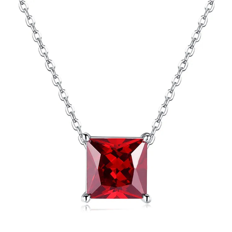 S&S 925 Silver CZ Birthstone Charm Pendant Necklace | Claw-Set Zirconia | 12 Styles