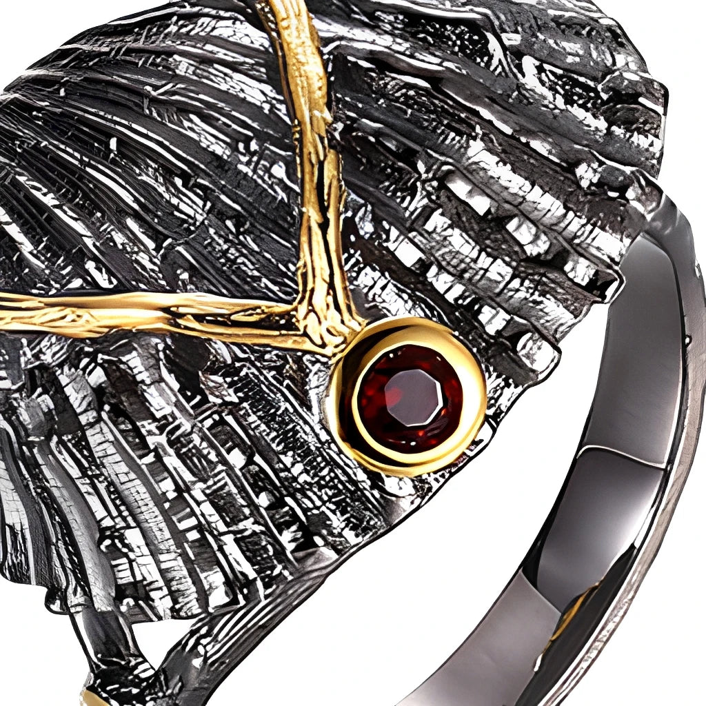 Handmade Women Garnet Shell Design 925 Sterling Silver Finger Rings