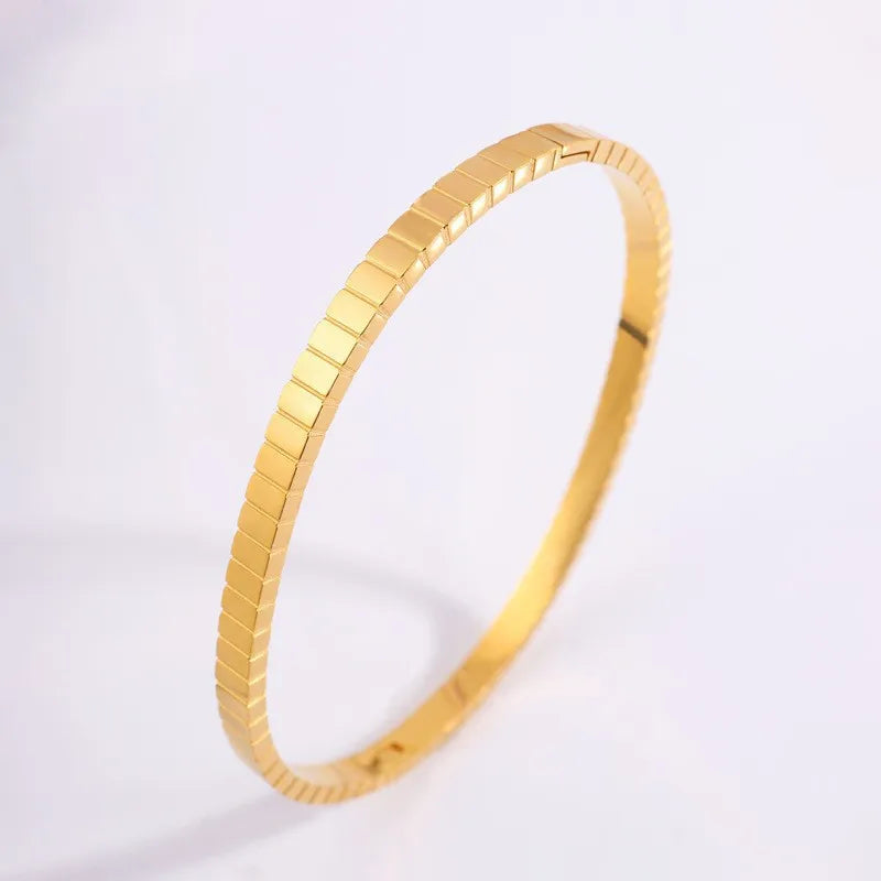 REBEL Stainless Inoxydable Stainless Steel 18K Gold Plated Roman Women Fashion Jewelry Bracelets Bangles