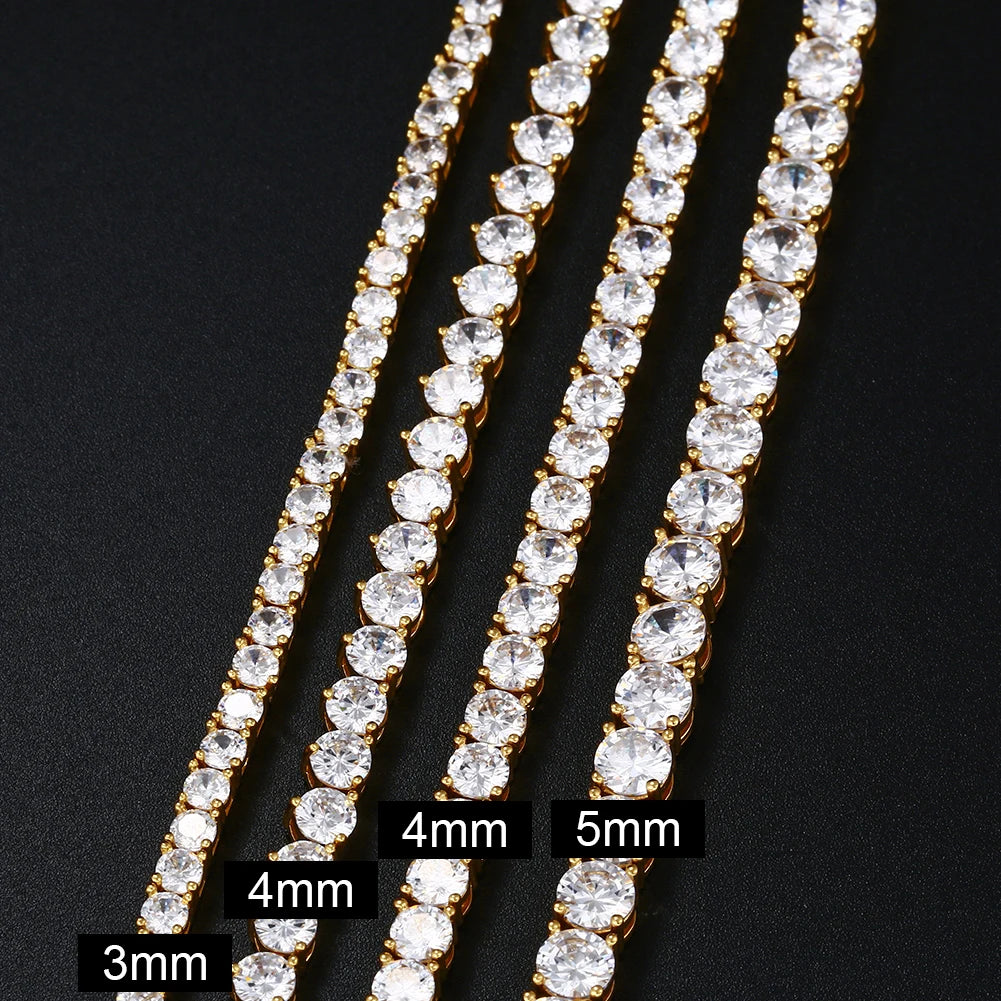 BiG-BOSS Factory Hip Hop Jewelry 3mm 4mm 5mm Gold Plated Brass CZ Diamond Iced Out Fashion Custom Tennis Bracelet for Men Women