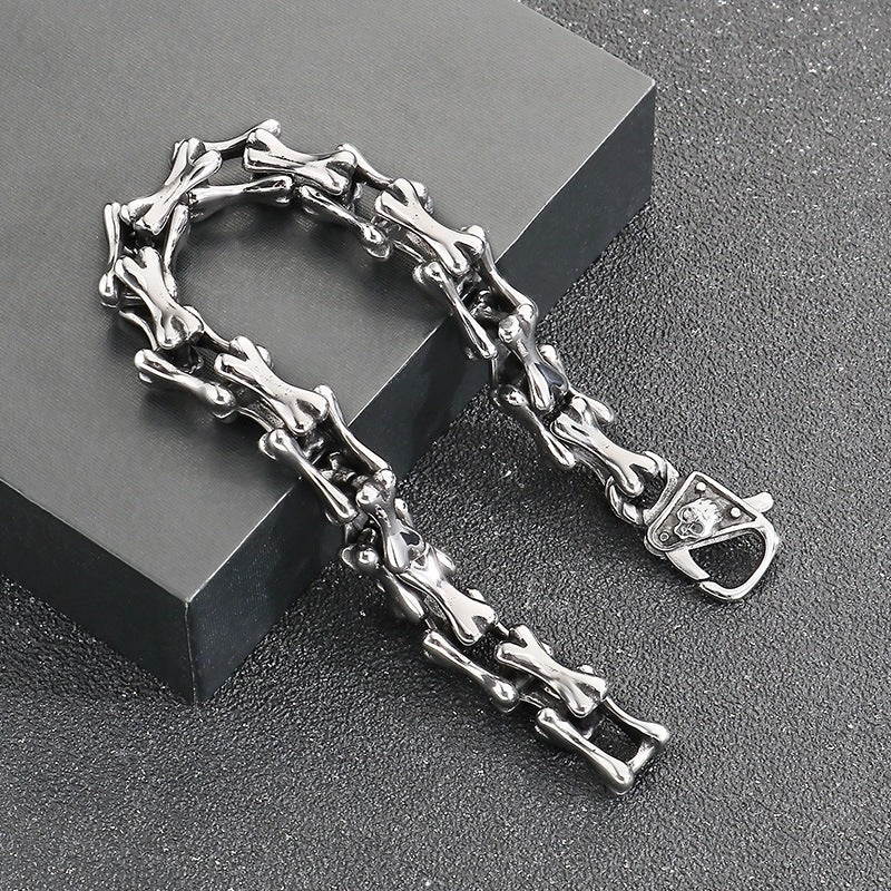 REBEL Gothic Skull & Bone Stainless Steel Bracelet