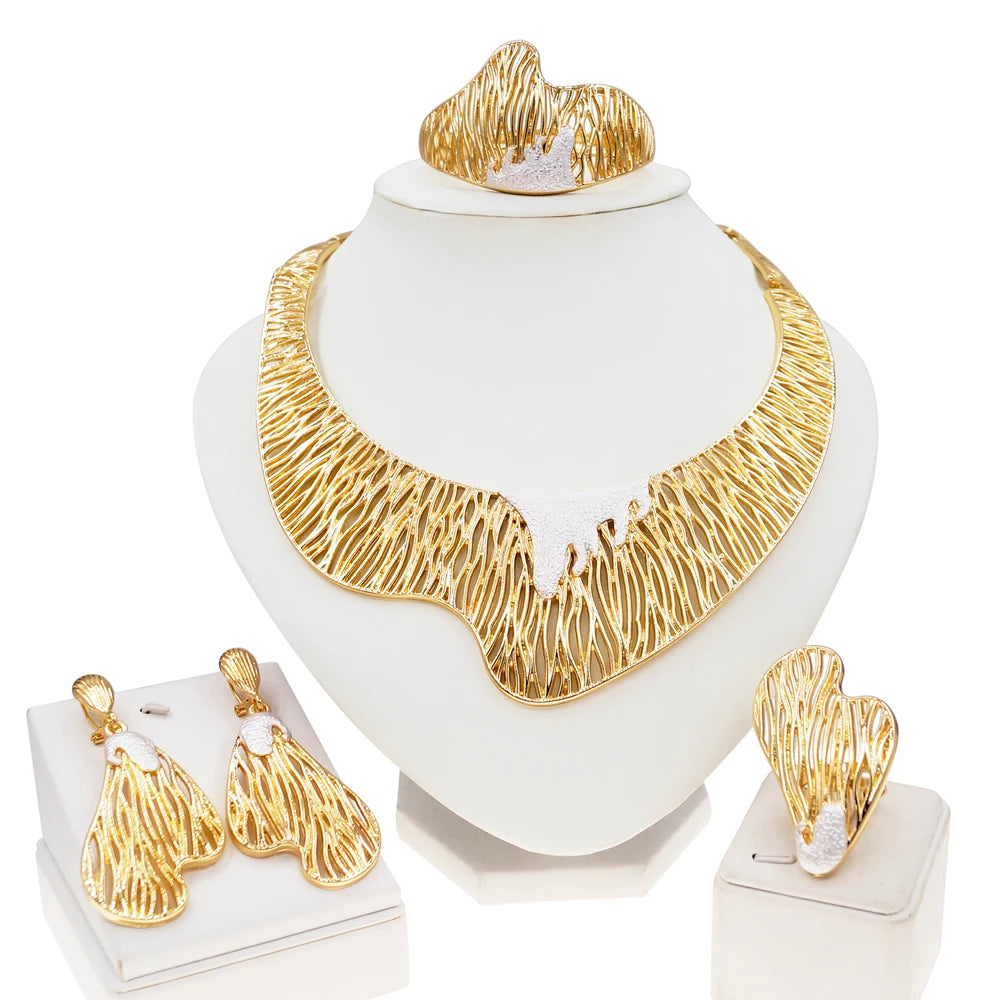 Zhuerrui Italian Ladies Party Jewelry Set Premium Brazilian Necklace Earring Sets Dubai Bridal Wedding Jewelry Sets H00570