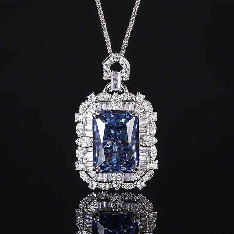 Gemfiori New European and American square Colored Zircon Pendant Necklace Accessories with Micro Inlaid Zircon Trendy Pendant