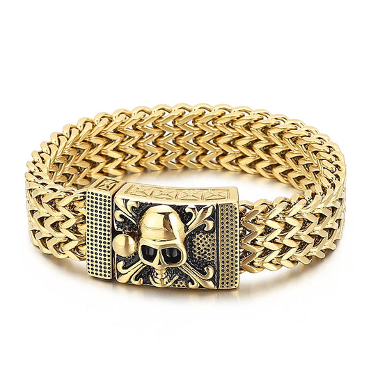 KALEN Punk Jewelry Stainless Steel Fashion Bracelets Skull Charm Bracelet Bangle for Men