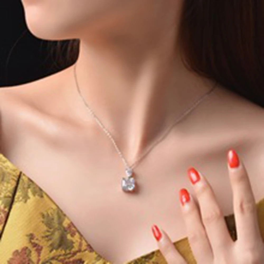 MUSHAN Jewelry Factory New 925 Silver 8 Carat Necklace With 10*10 High Carbon Diamond Pendant Is Best Selling Accessory