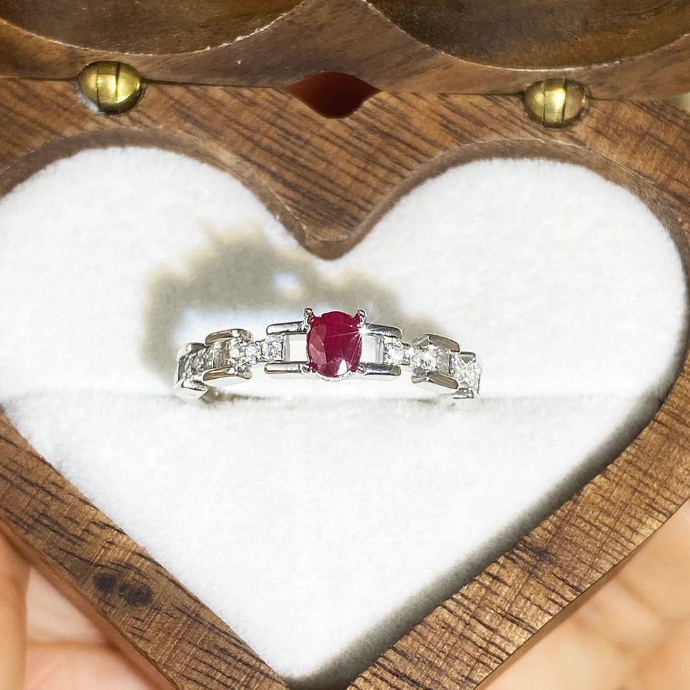 Gioiellieri Low Price Certified Natural Ruby Oval Cut Prong Setting Engagement Wedding 925 Sterling Silver Gold Plated Luxury Women's Ring