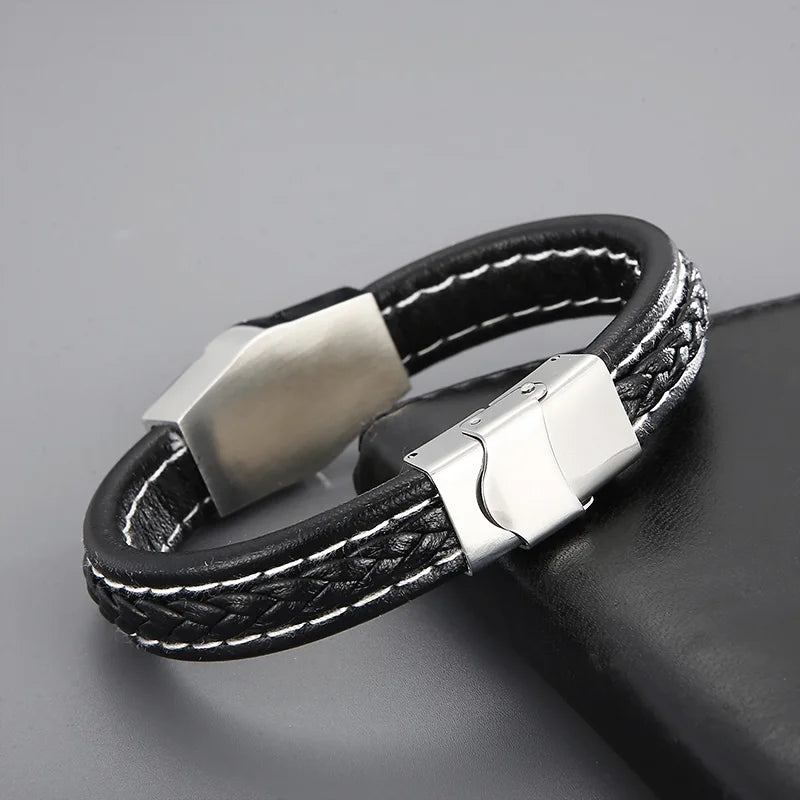 REBEL 210mm Unisex Trendy Ultrafiber Bracelet With Silver/Gold/Black Stainless Steel Compass