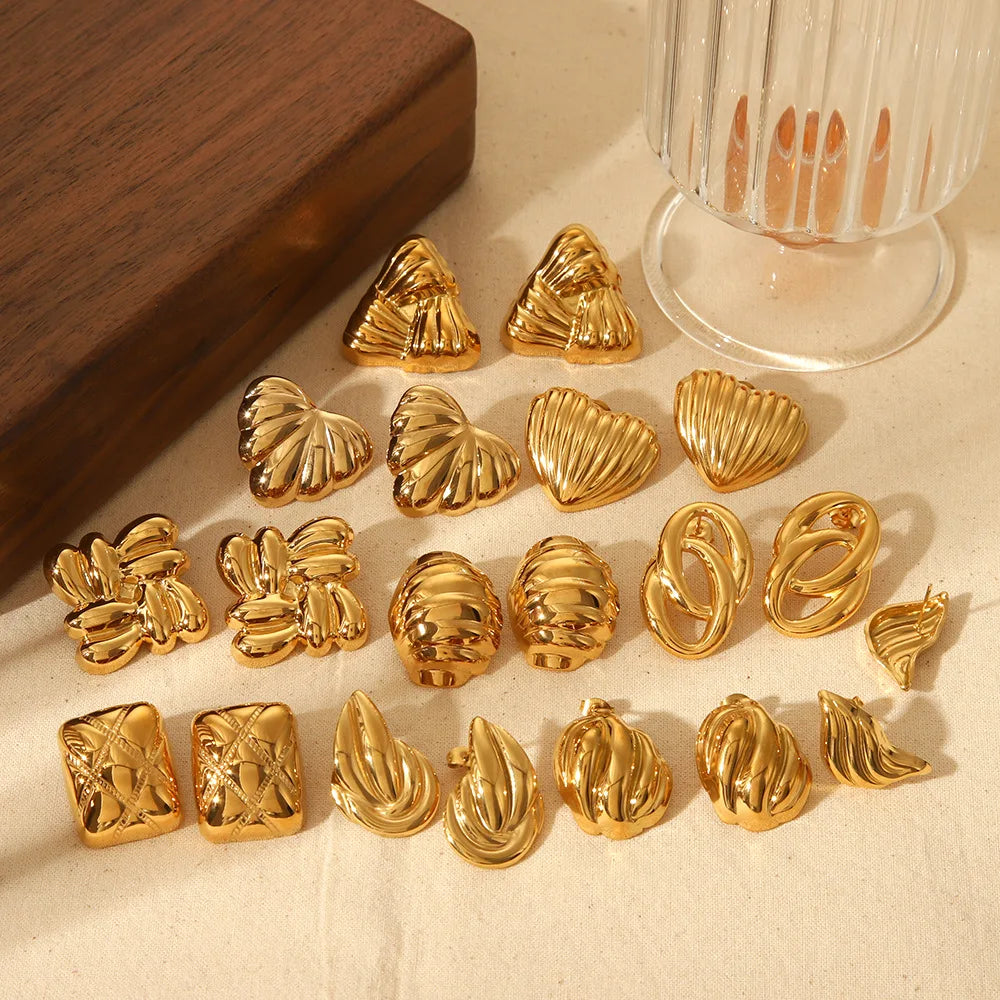 S&S Geometric Line Stud Earrings | 18K Gold Plated | S&S