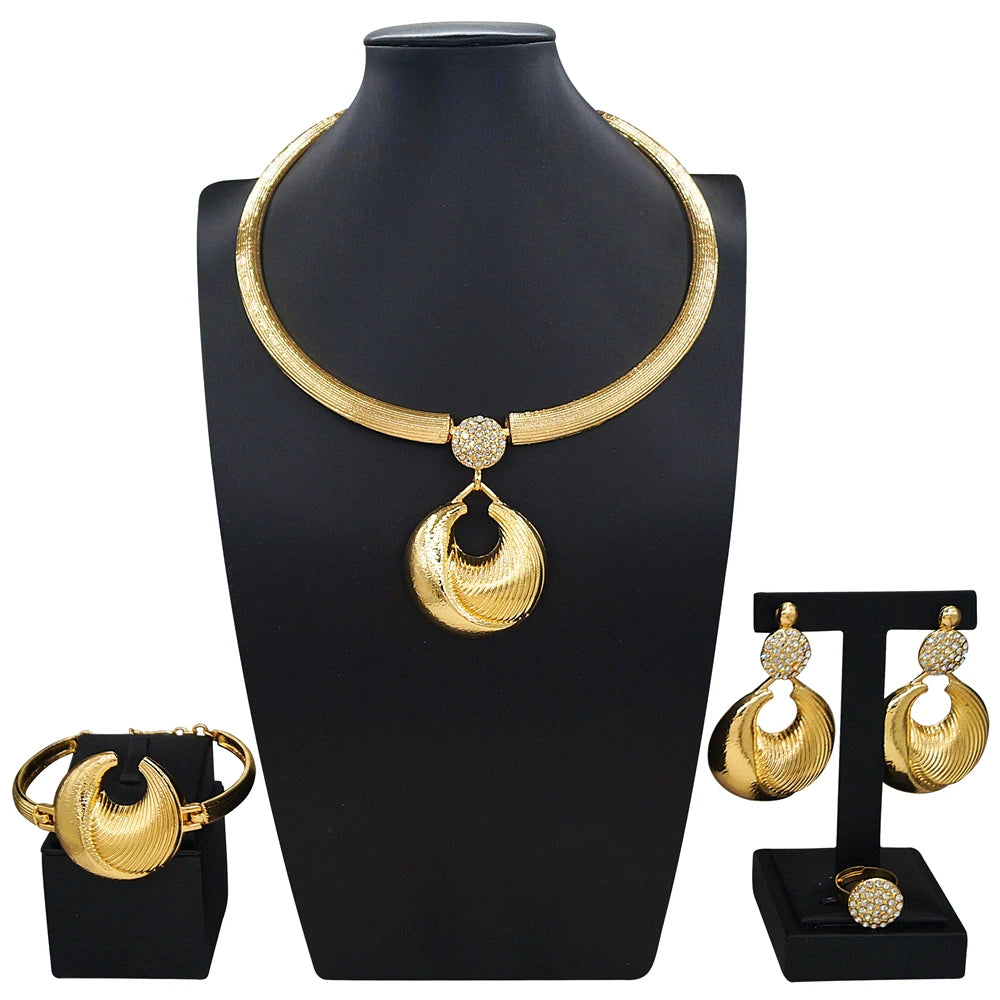 Zhuerrui Nigerian 18k Gold Plated Jewelry Set Brazil Gold Designer Wedding Jewellery Set Fashion Necklaces Jewelry SetsHB01314