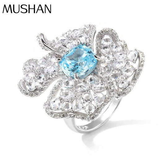 MuShan Jewelry Factory S925 Sterling Silver Rose Cut Petal Ring Light Luxury and High End European and American Bestseller