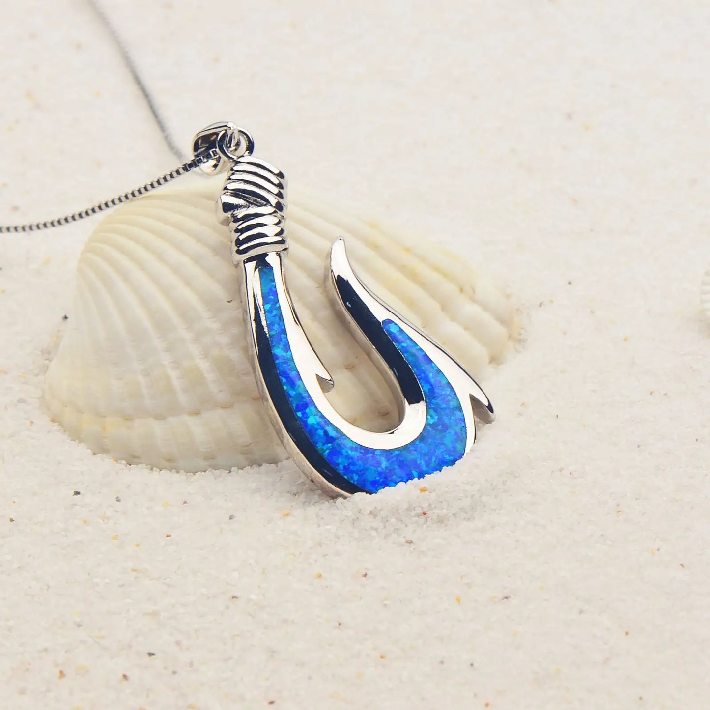 Aobao  Opal Necklace New  Opal Fish Hook Pendant Fashion Colored Gem Jewelry Wholesale