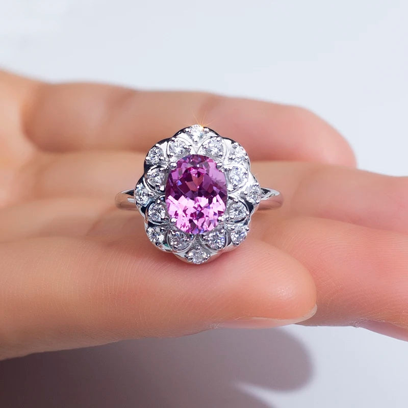 Gemfiori Messi Jewelry MSR-1540 Luxury 925 Silver Stackable Round Ring Lab Gemstone Ring