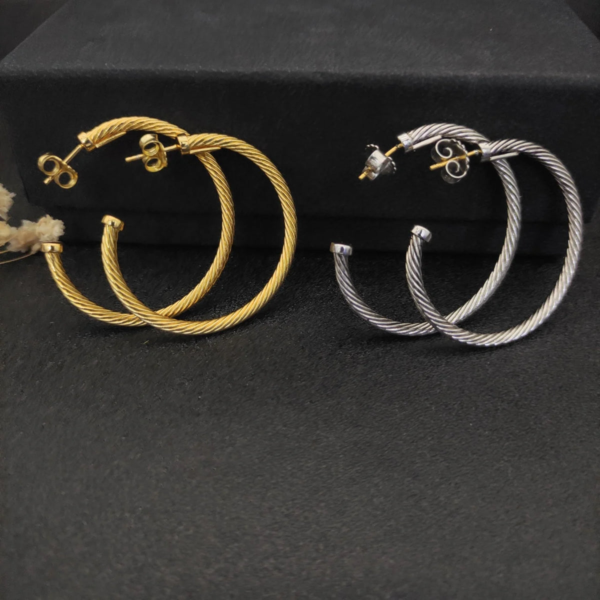 DY High-Quality Silver-Plated Large Cable Earrings. Gold-Plated Cable Earrings. Jewelry Wholesale.