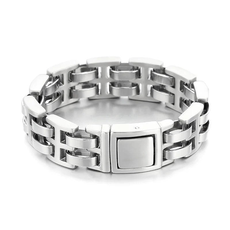 KALEN 230mm Casual Polished Stainless Steel Watchband Links Bracelet for Man