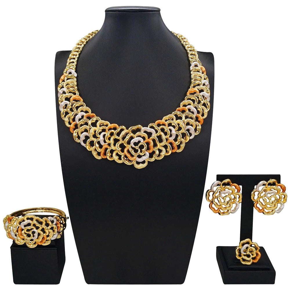 Zhuerrui Nigerian 18k Gold Plated Jewelry Set Brazil Gold Designer Wedding Jewellery Set Fashion Necklaces Jewelry Sets I006220