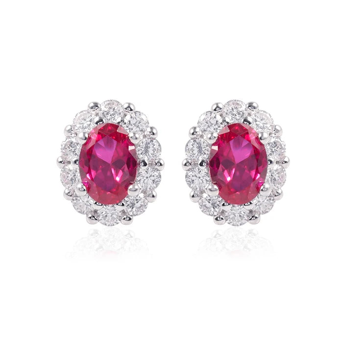 S&S 925 Silver Lab-Grown Ruby Jewellery | 18K White Gold Plated | Ring, Earrings, Pendant, Bracelet or Full Set