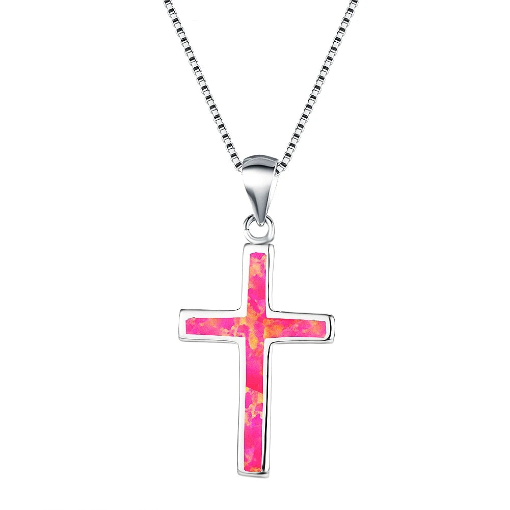 Cross Motif Sea Turtle Silver Plated Copper Alloy Opal Lariat Necklace for Women Aobao