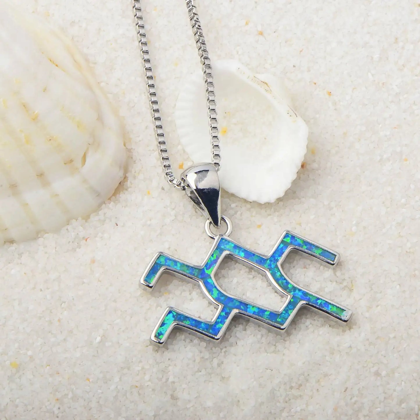 Aquarius Zodiac Sign Pendant Necklace Aobao Adjustable Chain Fashion Jewelry for Daily Wear