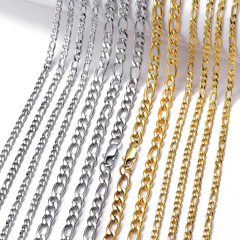 S&S 925 Sterling Silver Chain Necklace — Rope, Figaro, Cuban & Box | S&S Collection