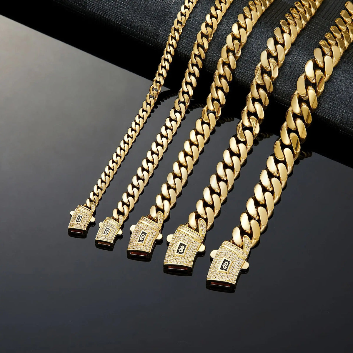 S&S 14K Gold Plated Stainless Steel Flat Cuban Monaco Link Chain Necklace — S&S Collection
