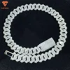 Men's 925 Sterling Silver Hip Hop Cuban Chain Bracelet/Necklace Set White/Rose Gold 925 VVS Moissanite Moissanite Necklaces