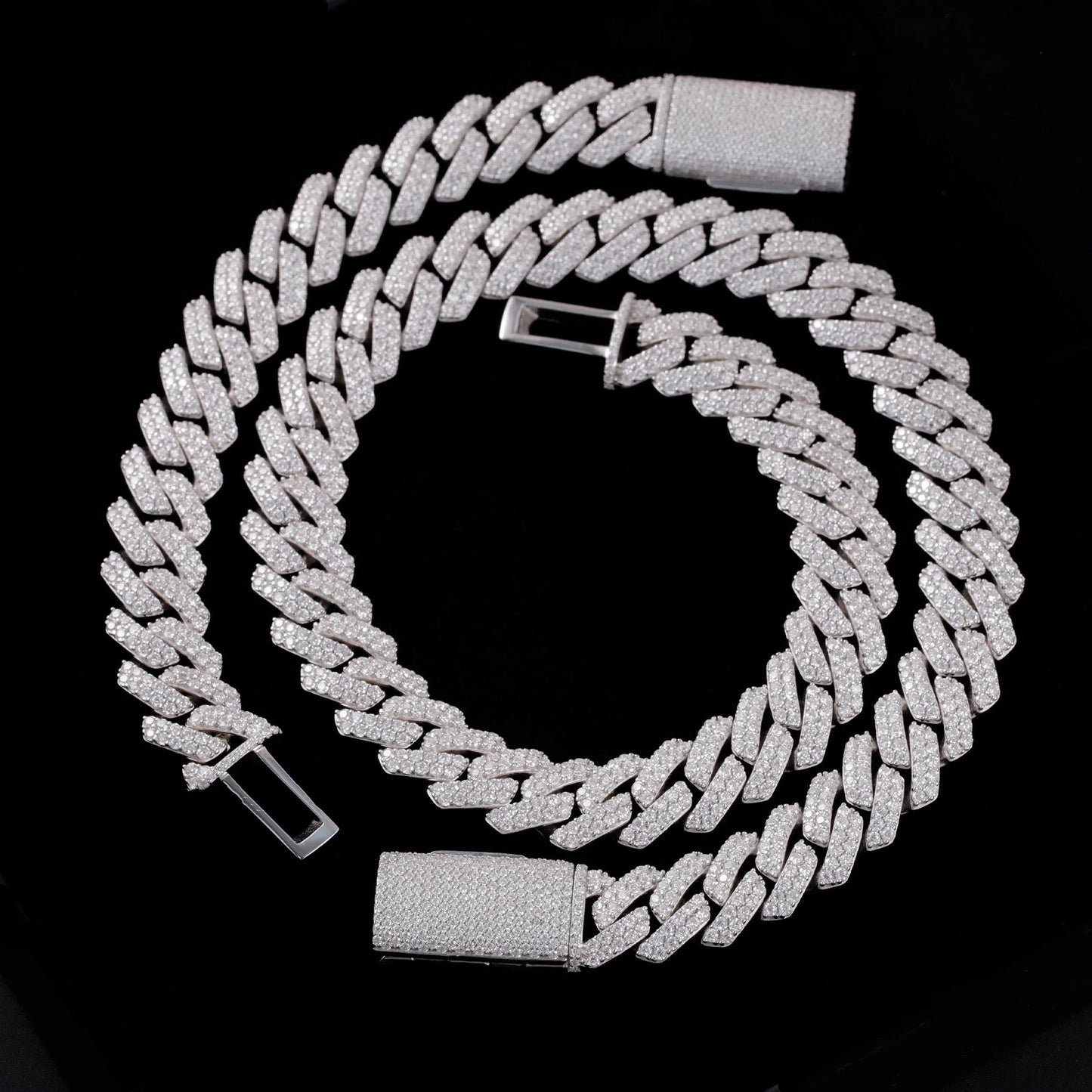 Lowest Price Hip Hop 2Row Diamond Vvs Diamond Link Chain Rapper S925 Silver  Cuban  Moissanite Necklace
