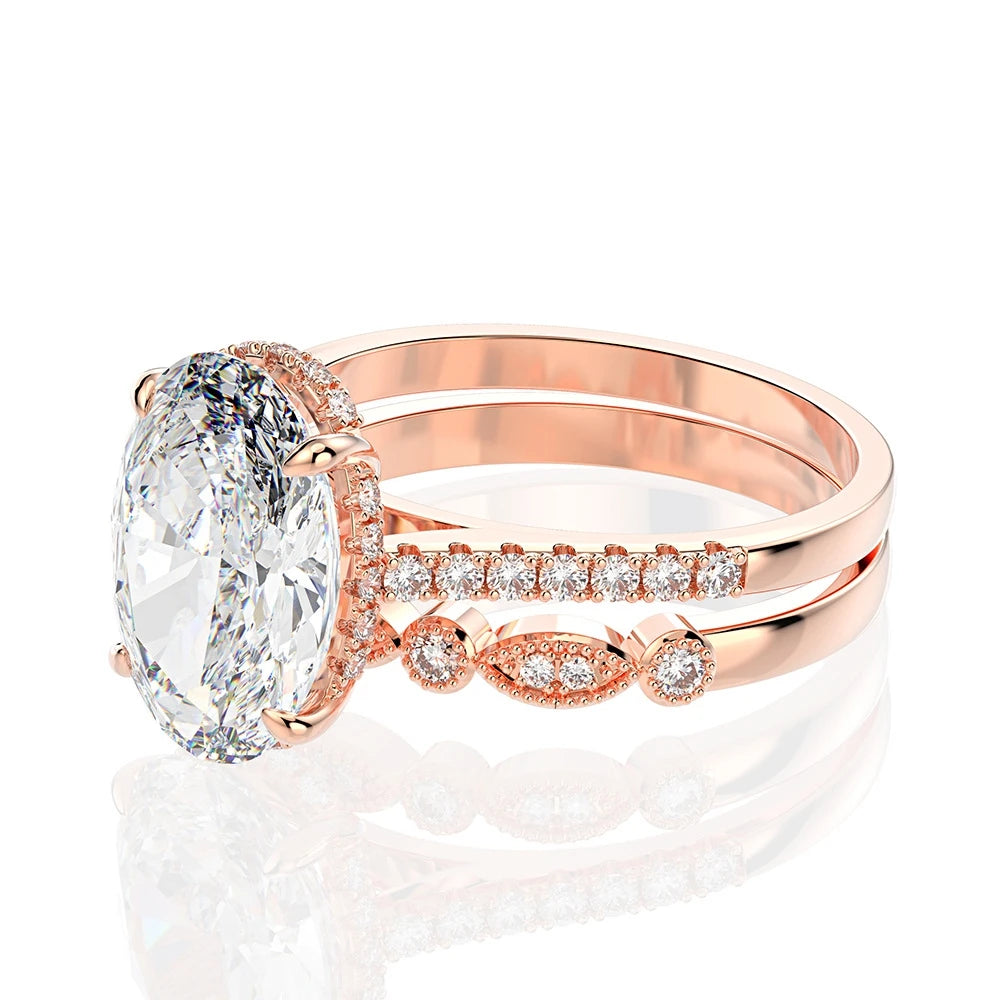 MUSHAN Jewelry Factory 4 Carat High Carbon Diamond Ring for Couples Wedding in Europe and America 9*13mm Ice Flower Cut