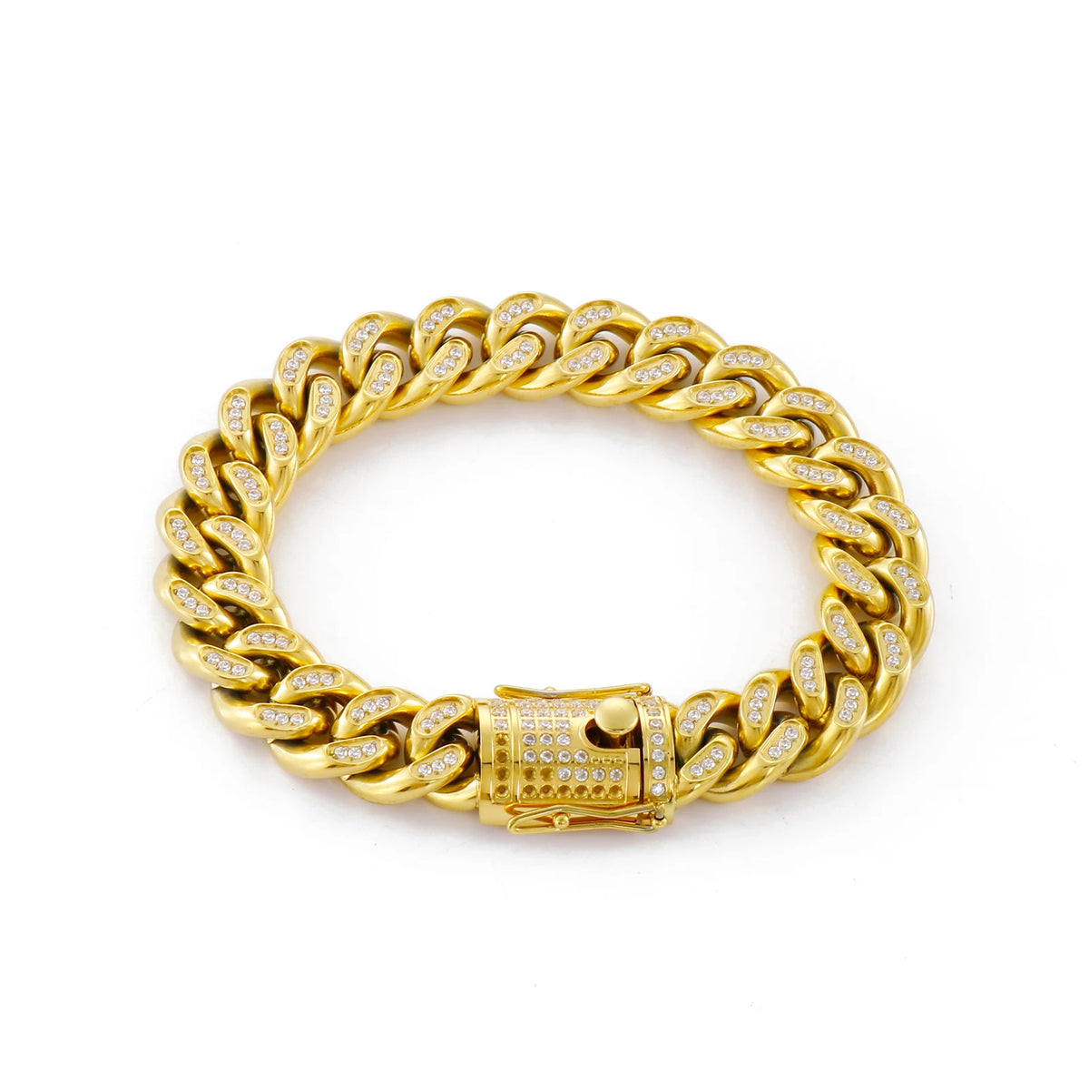 KALEN Luxury High Quality Inlaid Zircon Chain Bracelet Necklaces Men Stainless Steel Jewelry Set