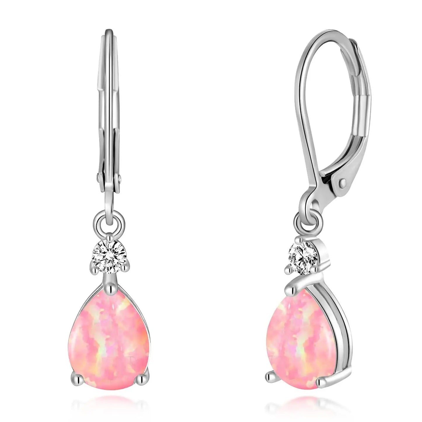 Bohemia Christian Style Silver Plated Brass Water Drop Single White Opal Gift Earrings for Women