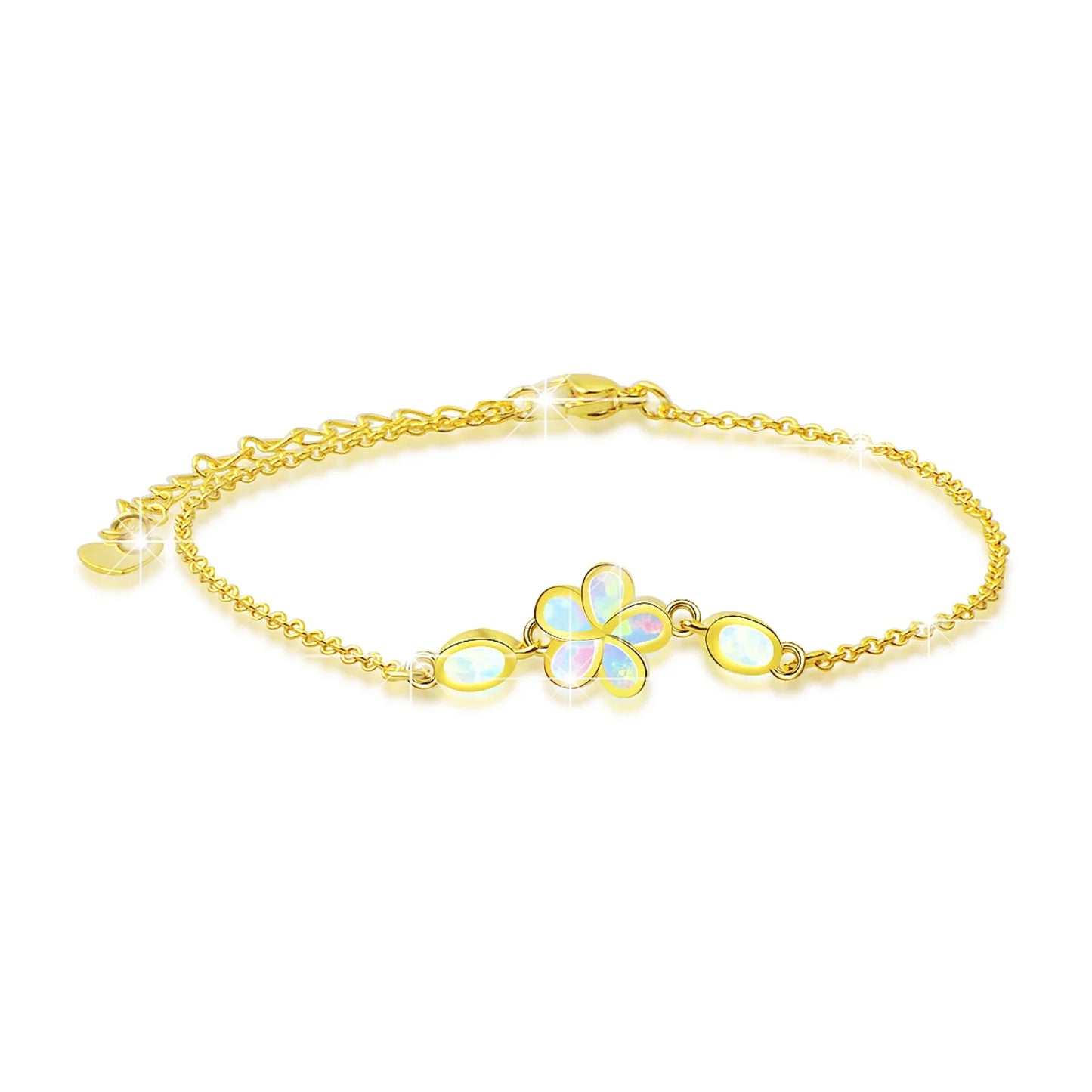 Handmade Platinum Flower Opal Anklet Gold Silver Plated Luxury Everyday Wear Jewelry for Women Wholesale