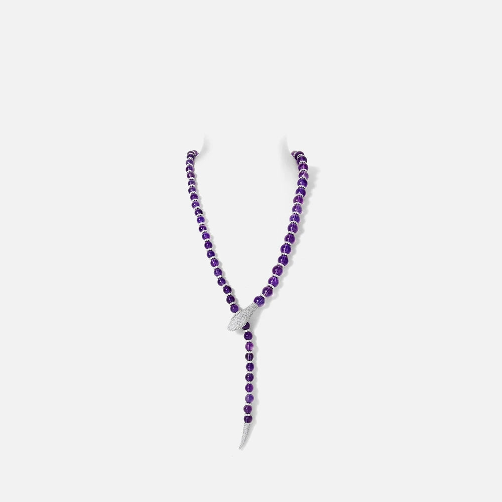 MUSHAN Women Luxury Engagement & Wedding Snake Natural Amethyst S925 Silver Gold Plated High Carbon Diamond Pendant 8+6mm
