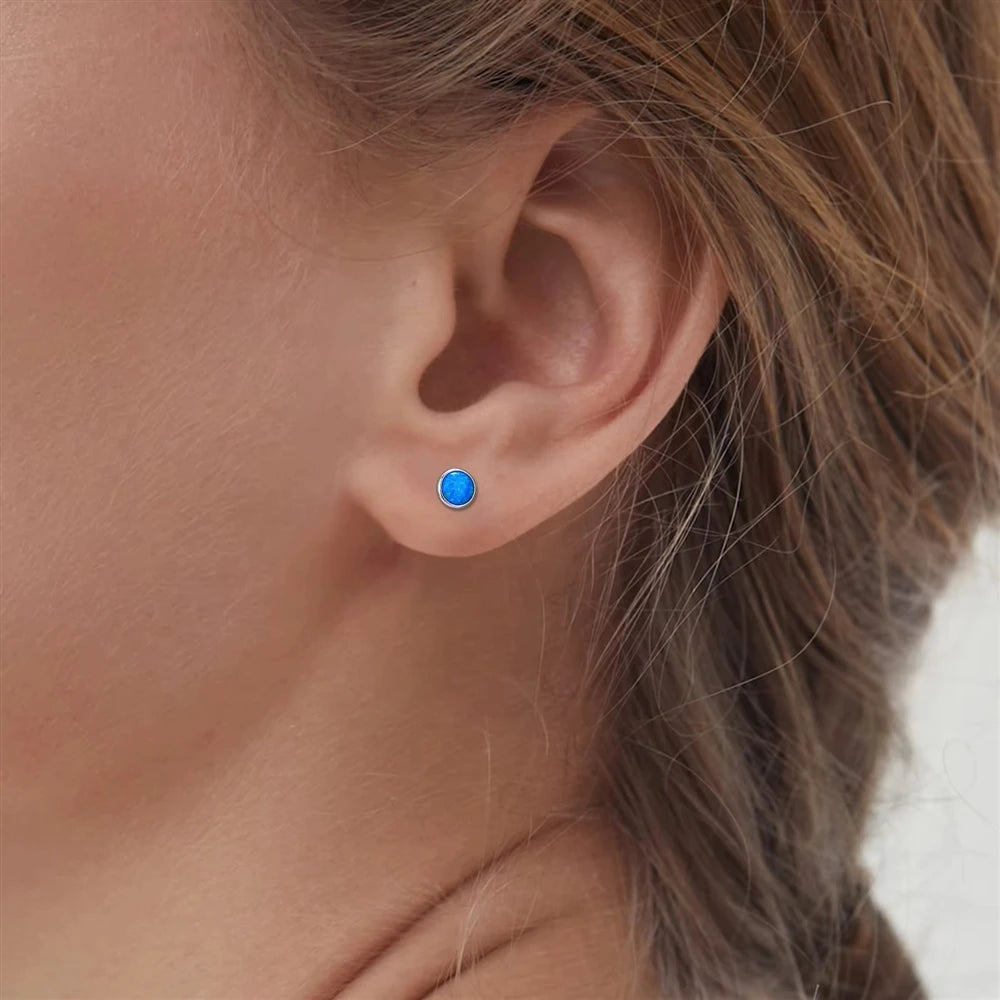 REDheart G23 ASTM F136 Titanium Ear Studs Nose Stud for Women 20G Round Opal Inlay Ear Tragus Cartilage Body Piercing Jewelry