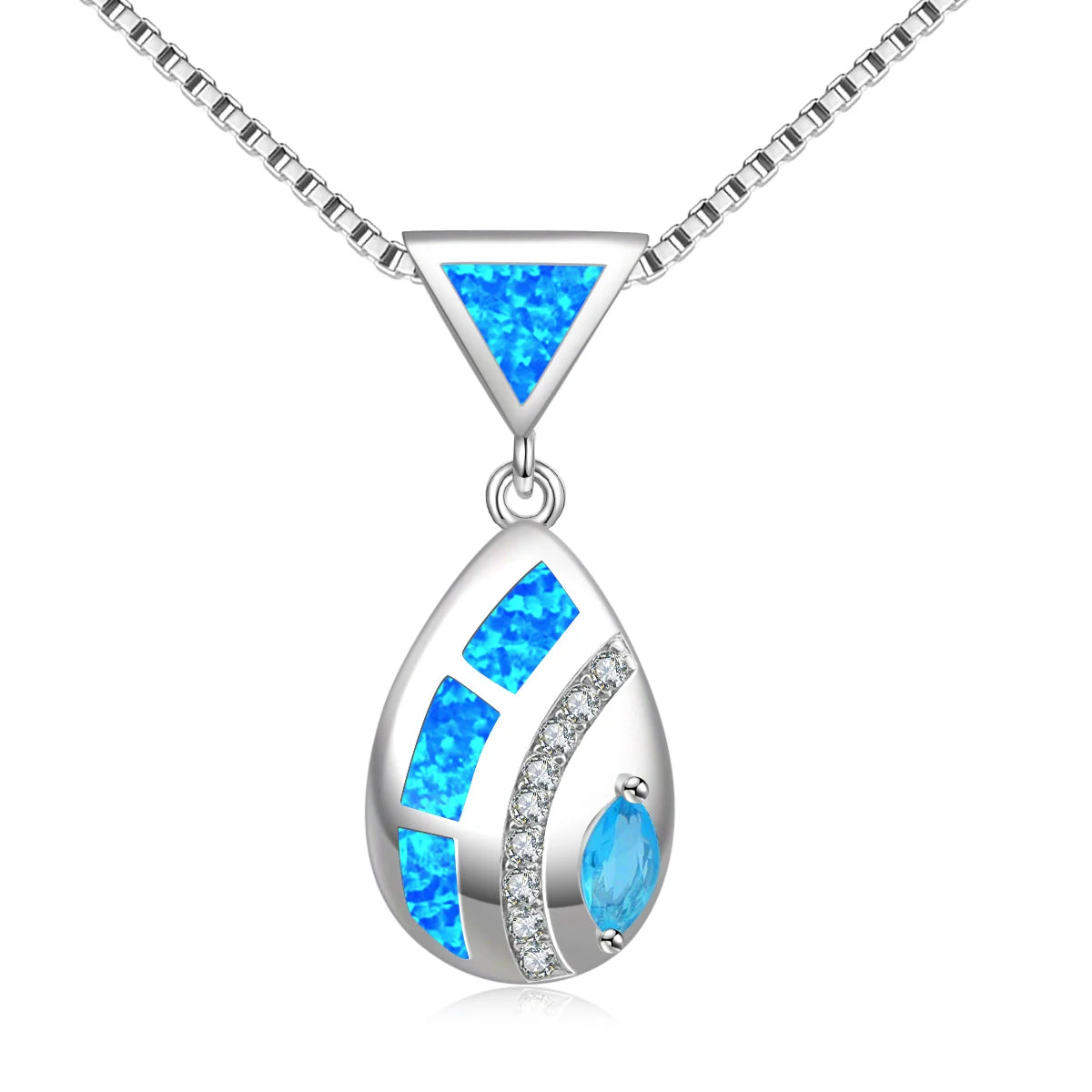 Elegant Teardrop Shape Necklace Aobao Inlaid Pendant Fashion Jewelry