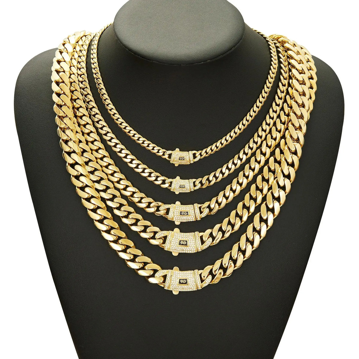 S&S 14K Gold Plated Stainless Steel Flat Cuban Monaco Link Chain Necklace — S&S Collection
