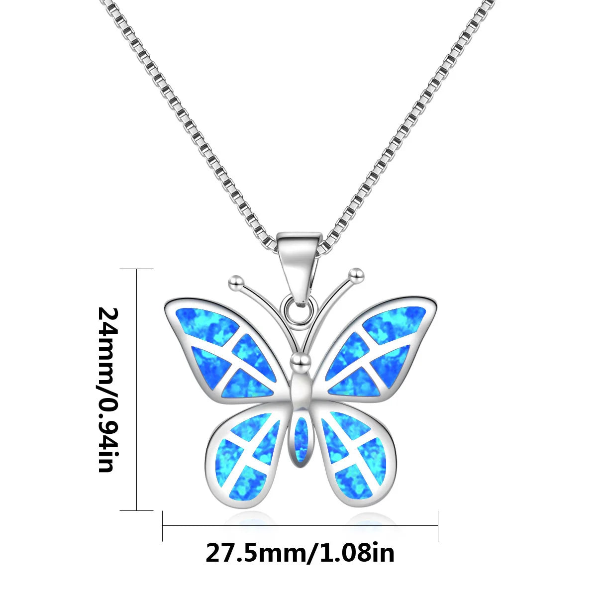 TikTok INS Wind Hawaii Beach Explosion Brass Opal Butterfly Pendant Necklace Cute Style Children's Wholesale Inlaid Charms