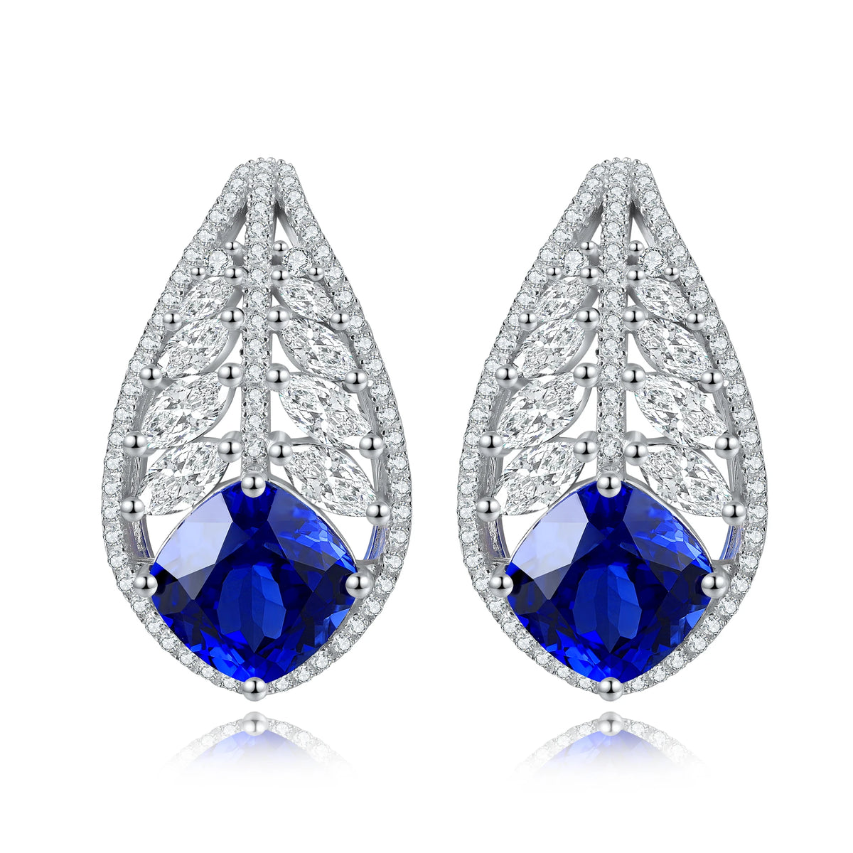 Gemfiori China Factory New Design Style Colored Gemstone Cultivated Sapphire Earrings