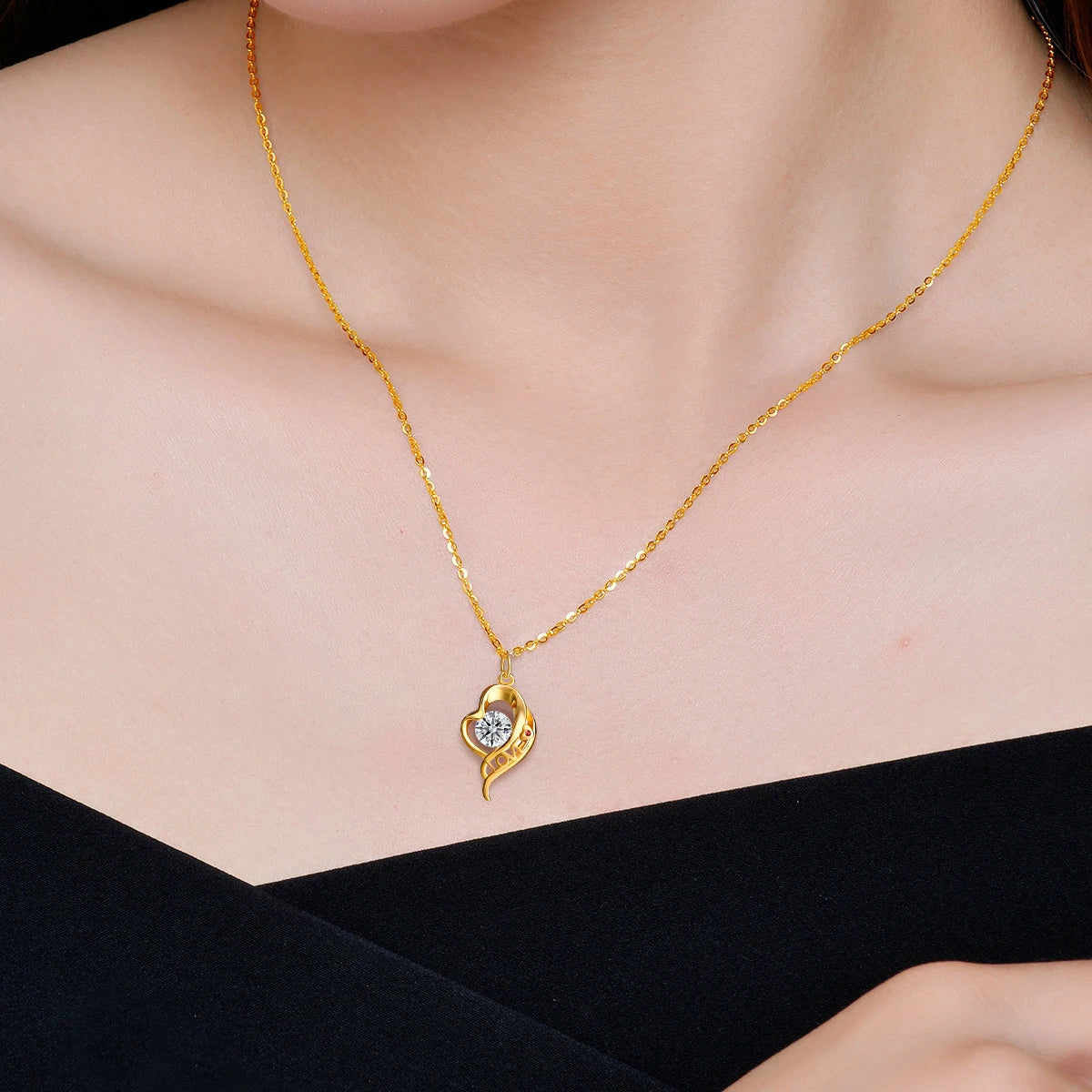 Gioiellieri Fine Jewelry Factory Woman Engagement Mother's Day Gift 1 Carat Moissanite Valentine Love Hollow 14K Gold Pendant