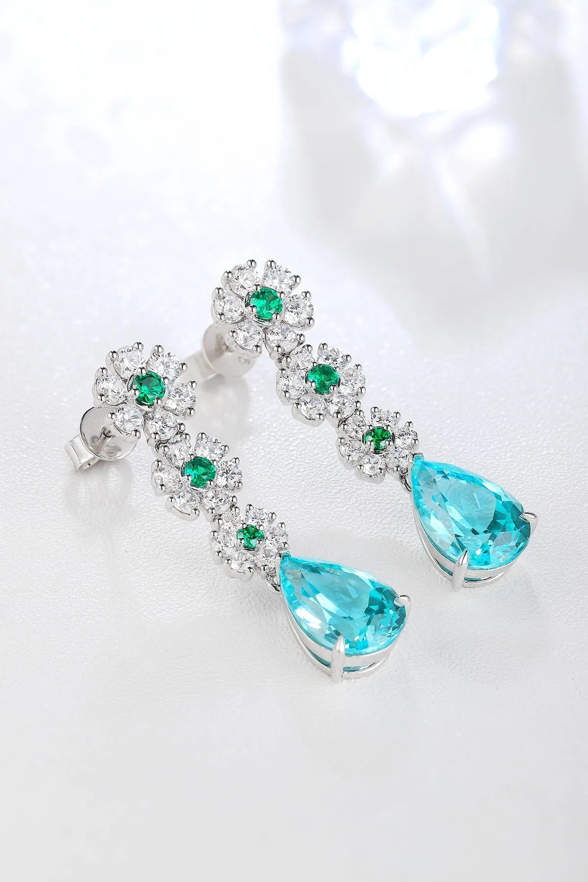 Gemfiori Anster High Quality S925 Lab Grown Paraiba Earring Stud Dainty Gemstone Stud Earrings for Women Daily Wear Gift
