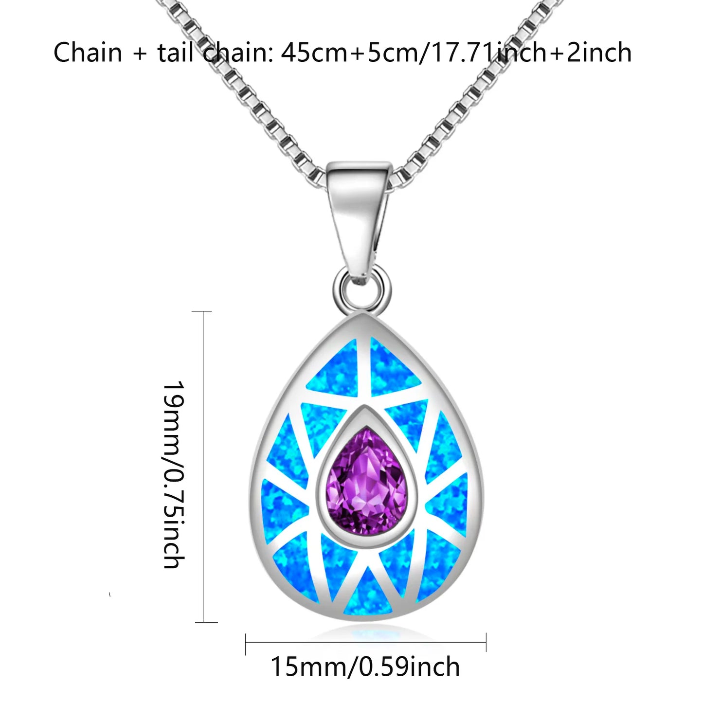Aobao Silver Plated Copper Alloy Opal Christian Box Chain Minimalist Geometric Lariat Necklace-Gift