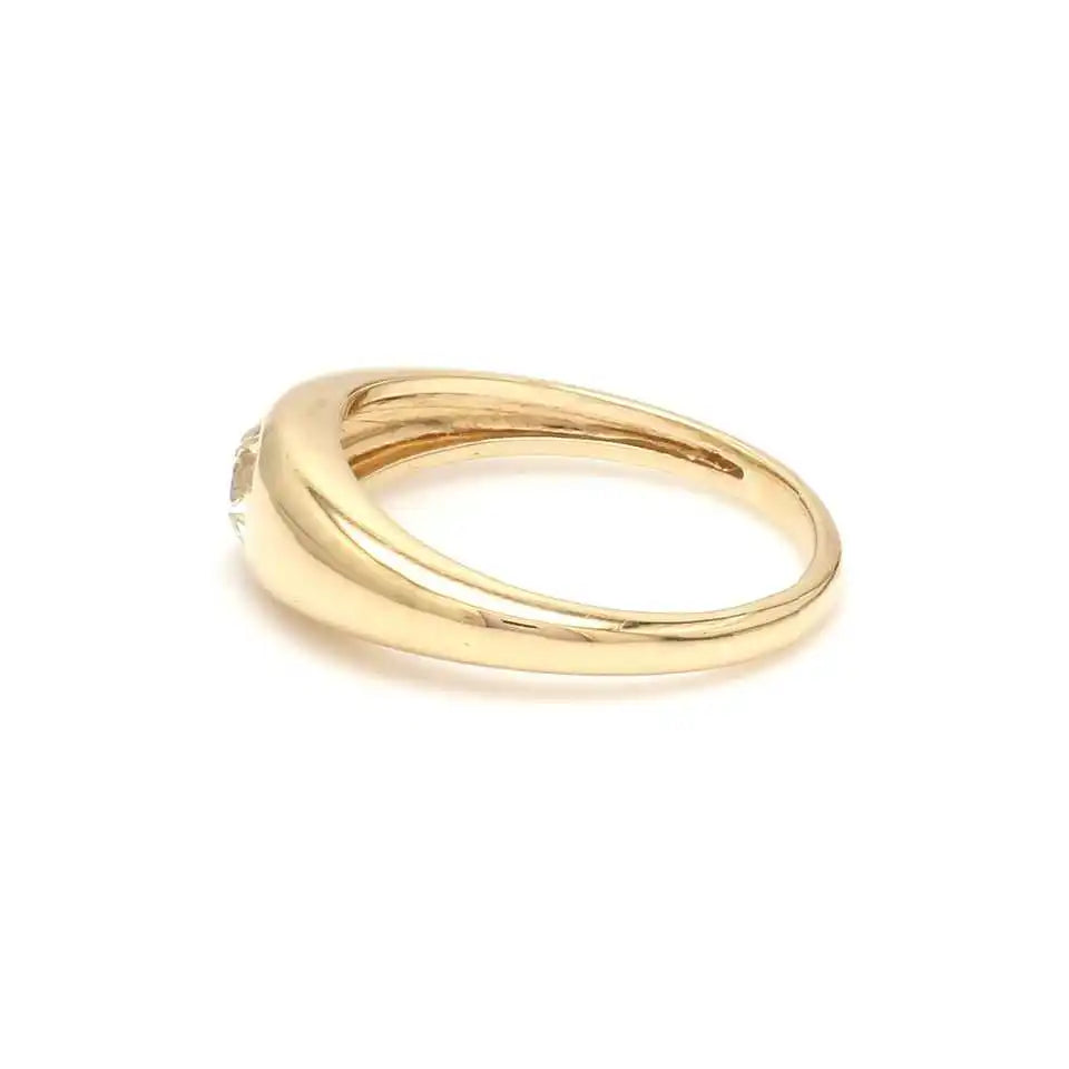 Minimalist Jewelry Women's Fashionable Trendy 14k Gold Luxury Paved Diamond Hand Crafted Dome Chunky Rings Rhodium Plated 0.4ct
