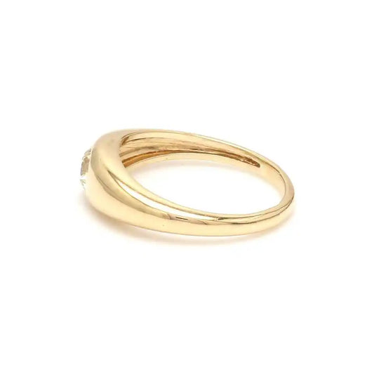 Minimalist Jewelry Women's Fashionable Trendy 14k Gold Luxury Paved Diamond Hand Crafted Dome Chunky Rings Rhodium Plated 0.4ct