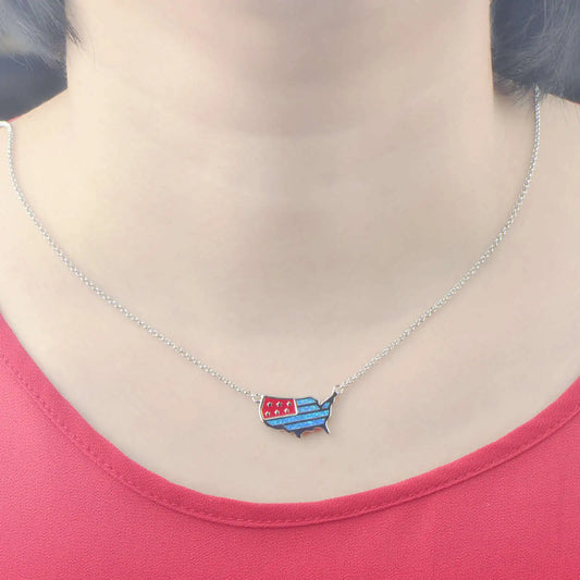 Flag Shape Opal Pendant Necklace | Gold Plated Brass Copper Alloy | Christian TikTok Ins Fashion Sporty Style | for Party