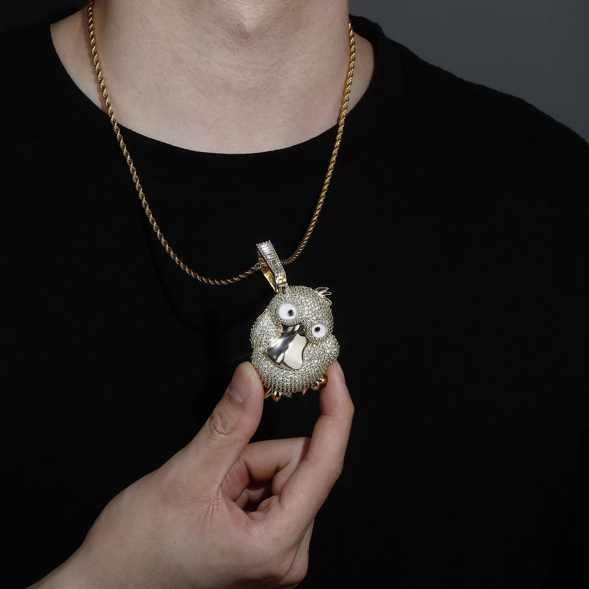 S&S High Quality Animal Accessible Duck Jewelry Pendant with Micro Inlaid Zircon Niche Design Simple Hip-hop Necklace