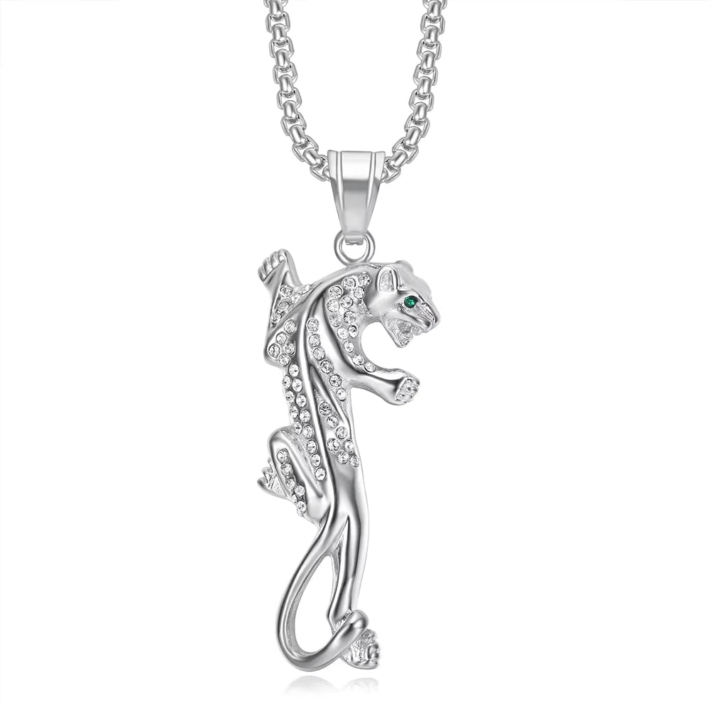 Hip Hop Animal Leopards Stainless Steel Pvd Gold Plated Pendant Jewelry Fine Fashion Jewelry Necklace for Men Women Wholesale