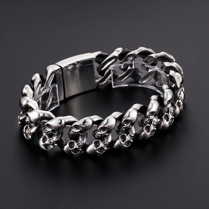 KALEN European and American Fashion Jewelry Titanium Steel Bangle Retro Punk Personality Skull Men's Bracelet