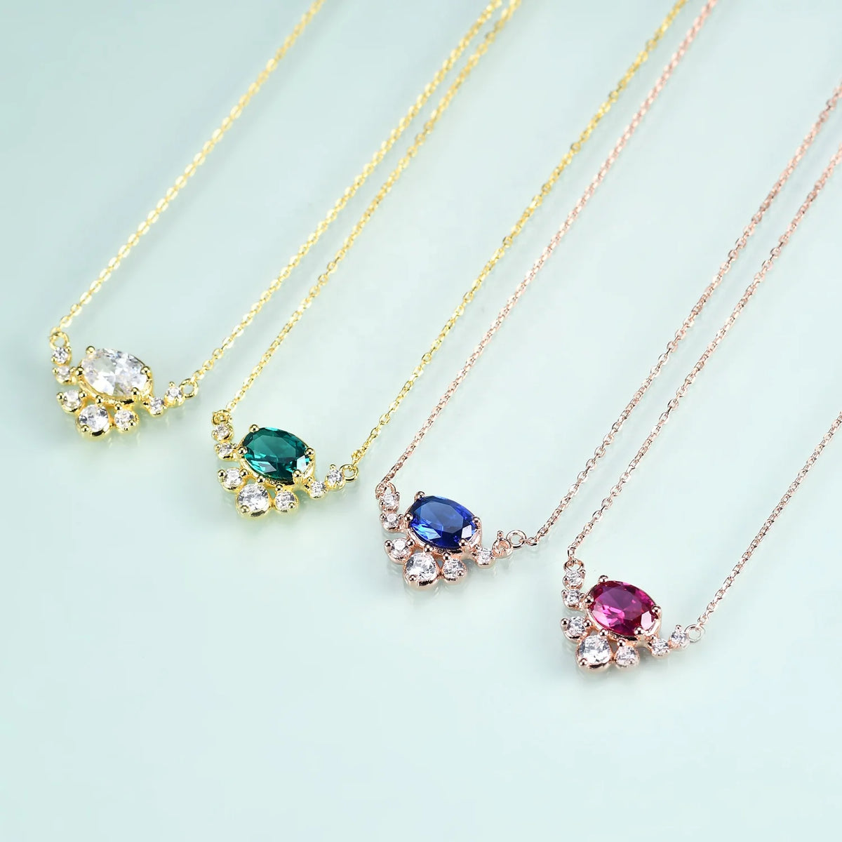 Gioiellieri OL0893 Abiding Jewelry Manufacturer Oval Lab Grown Ruby Cubic Zirconia Pendant Rose Gold Plated 925 Silver Fine Jewelry Necklace