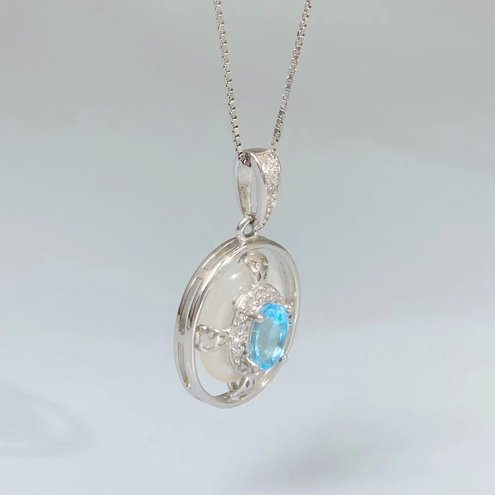 Gioiellieri Natural Gemstone Swiss Blue Topaz Pendant with 925 Silver for Women December Birthstone Fine Jewelry Elegant Anniversary Best